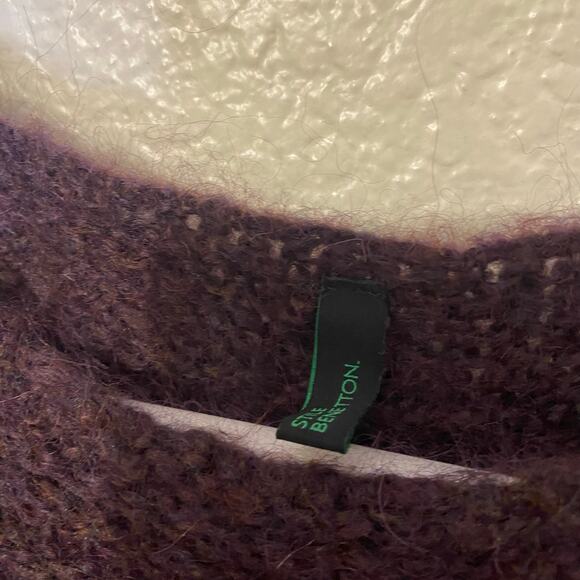 Stile Benetton Wool Alpaca Blend Short Sleeve Sweater Dress in Eggplant Size XS - Picture 10 of 12